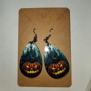 Halloween Pumpkin Teardrop Earrings